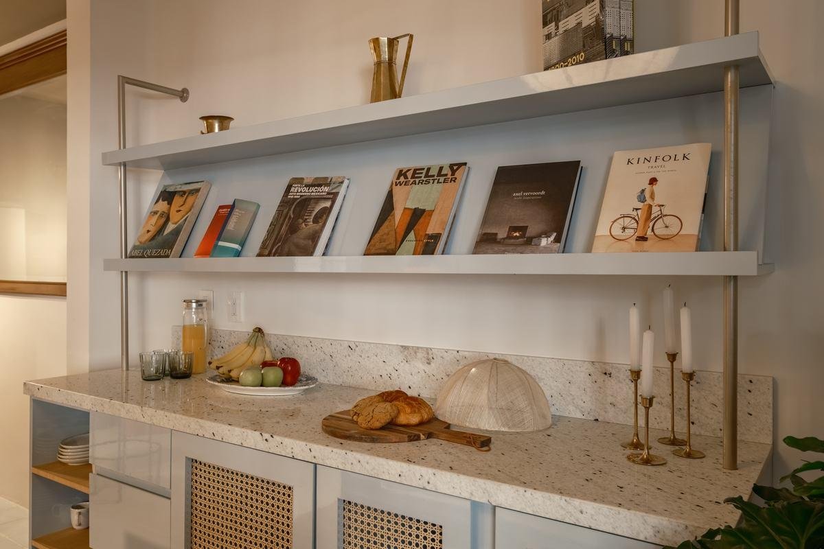 Styled shelf with books and candles