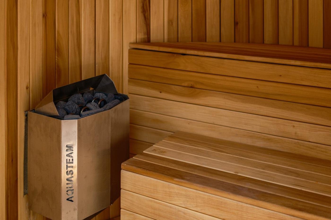 Wood-fired sauna on the roof